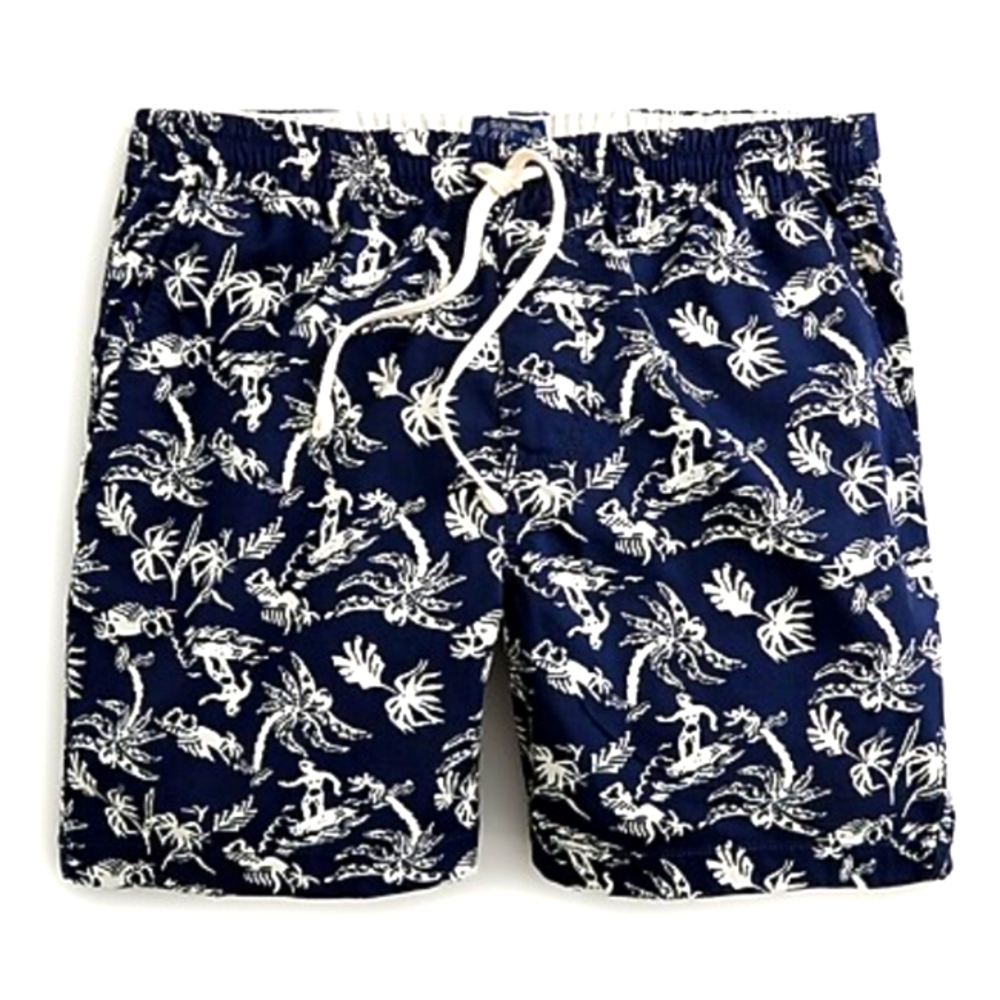 Men's J Crew Dock Shorts Vintage Inspired Surfer Print M